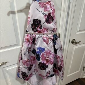 Rare Editions Floral Dress with Rhinestone Accent